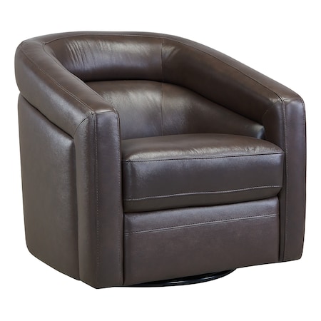 Armen Living Desi Contemporary Swivel Accent Chair in Espresso Genuine Leather LCDSCHES